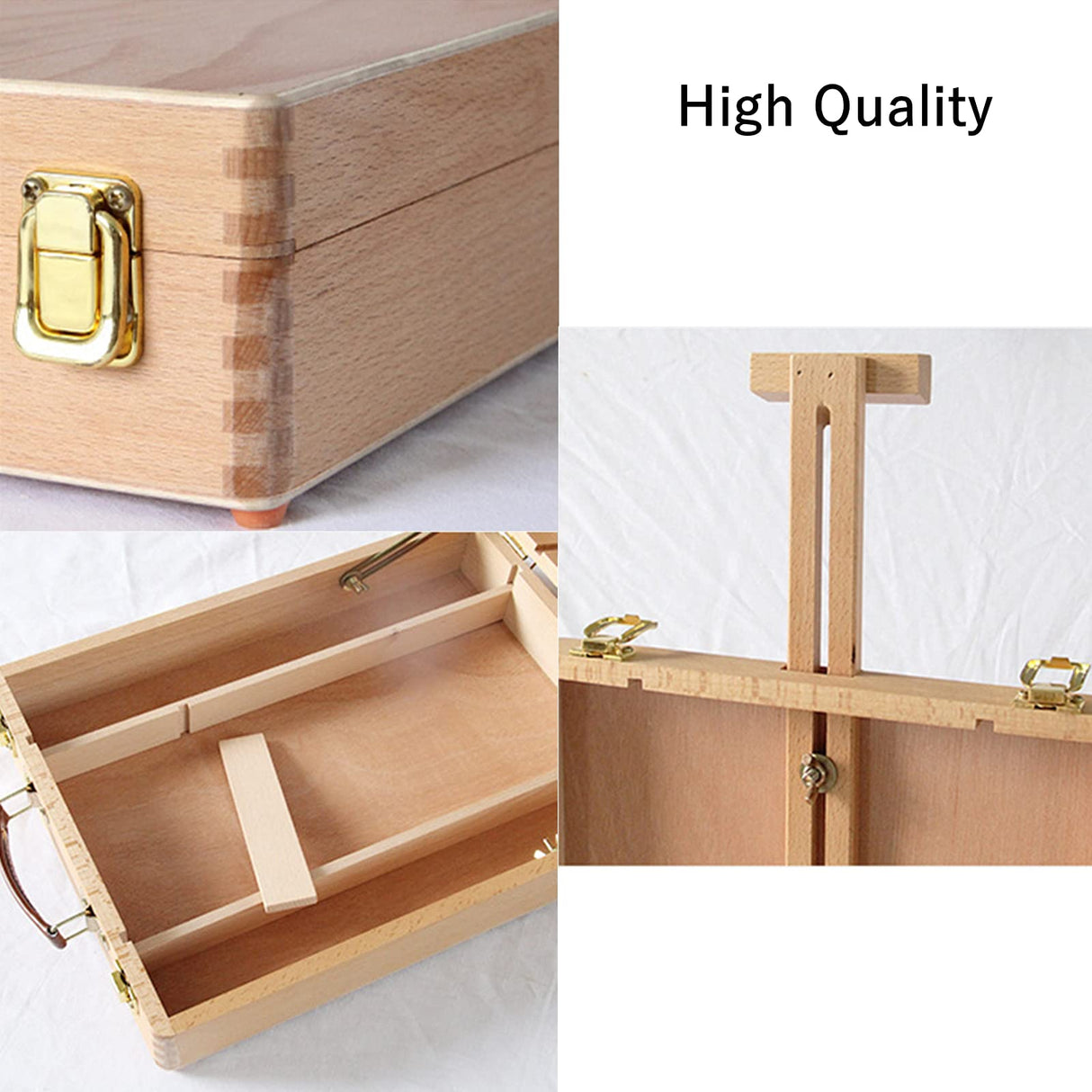 DEAYOU Wood Tabletop Easel Storage Box, Beechwood Portable Sketchbox for Painting, Adjustable Wooden Desktop Drawing Easel Case for Art Supplies, DEAYOU