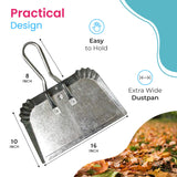 Set of 2 Extra Large Industrial Metal Dustpan | Doesn't Bend & Extra Wide for Large Easy Clean Ups | Lightweight & Rustproof | Precision Edge for LavoHome