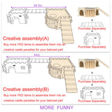 Large Guinea Pig Castle, Natural Wood Rabbit House with Ladder and Hay Feeder, Small Animal Hideout for Rabbit Guinea Pig Hedgehog Chinchilla YKD