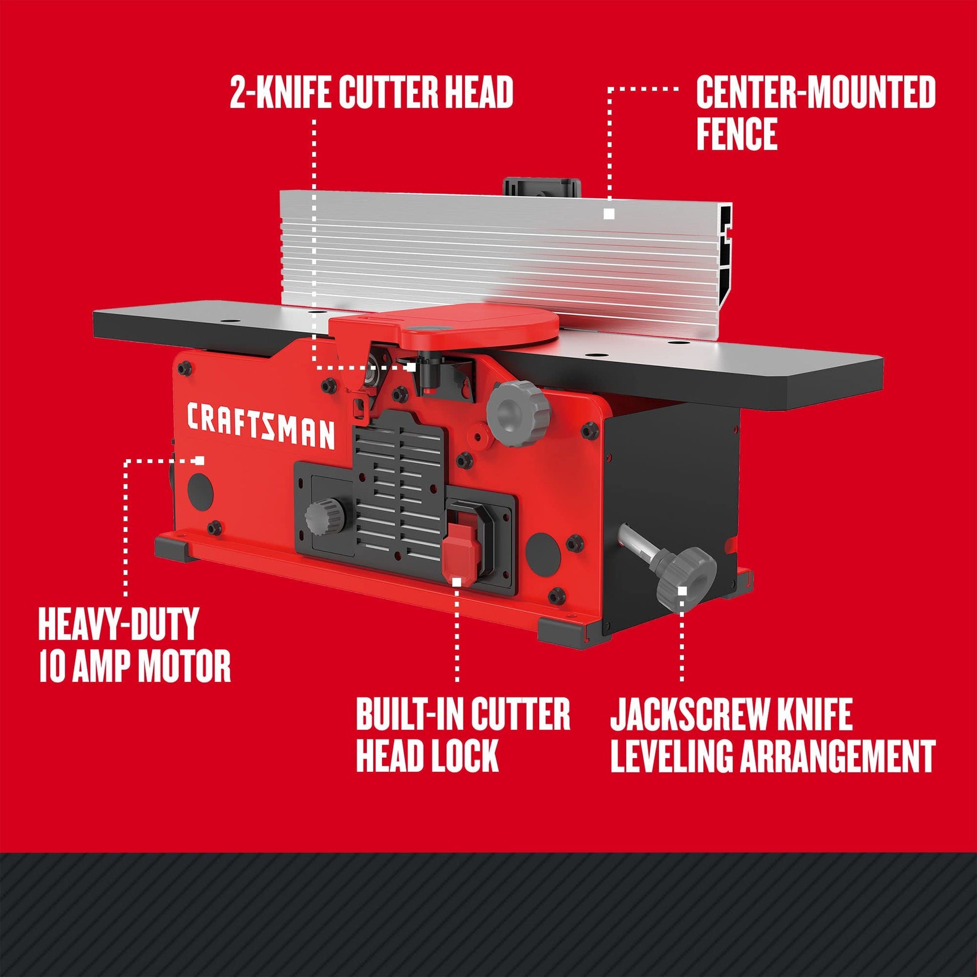 CRAFTSMAN Benchtop Jointer, Up to 22,000 cuts per Minute, 10 Amp, Corded (CMEW020) - WoodArtSupply