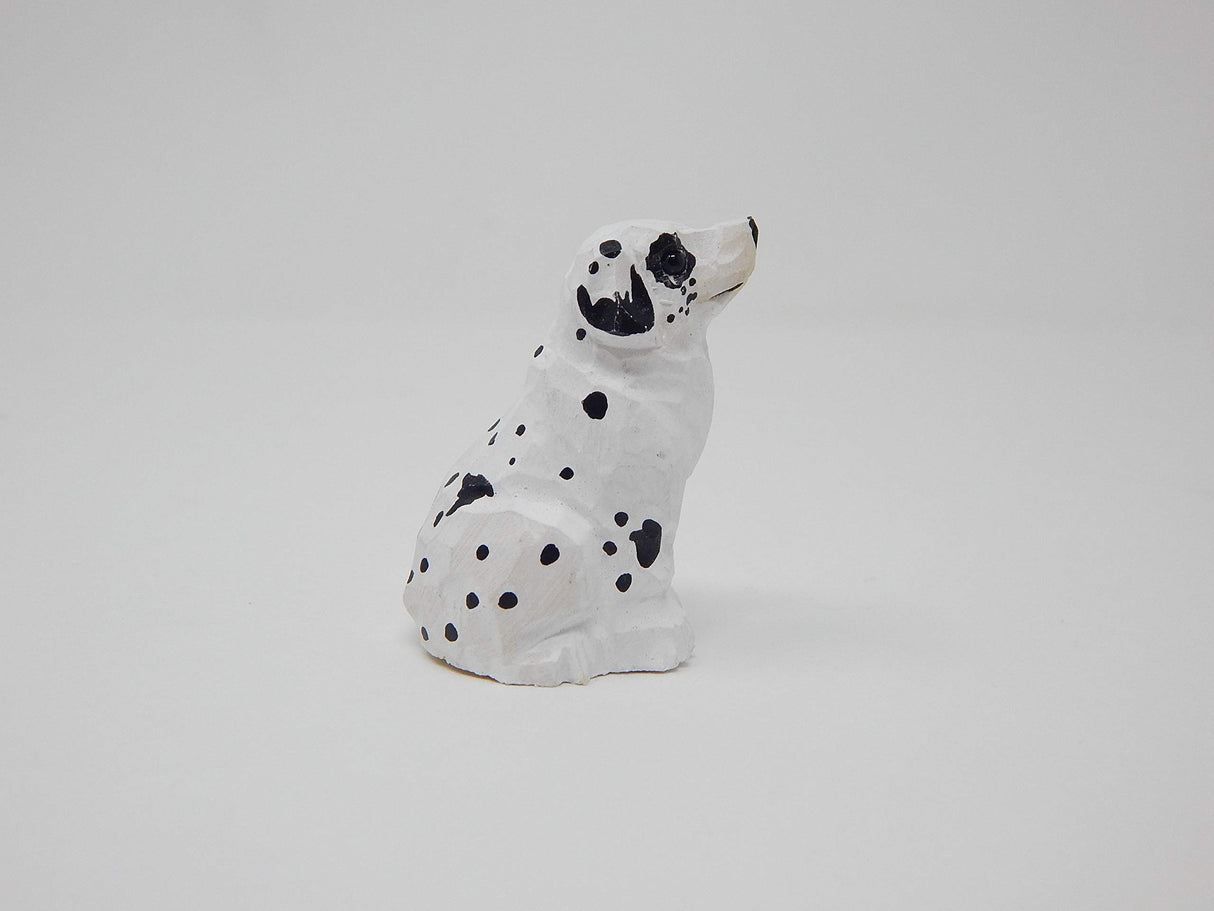 Selsela Dalmation Spotted Dog Puppy Figurine Statue Miniature Small Wood Carving Home Decor Small Animals Pet Selsela