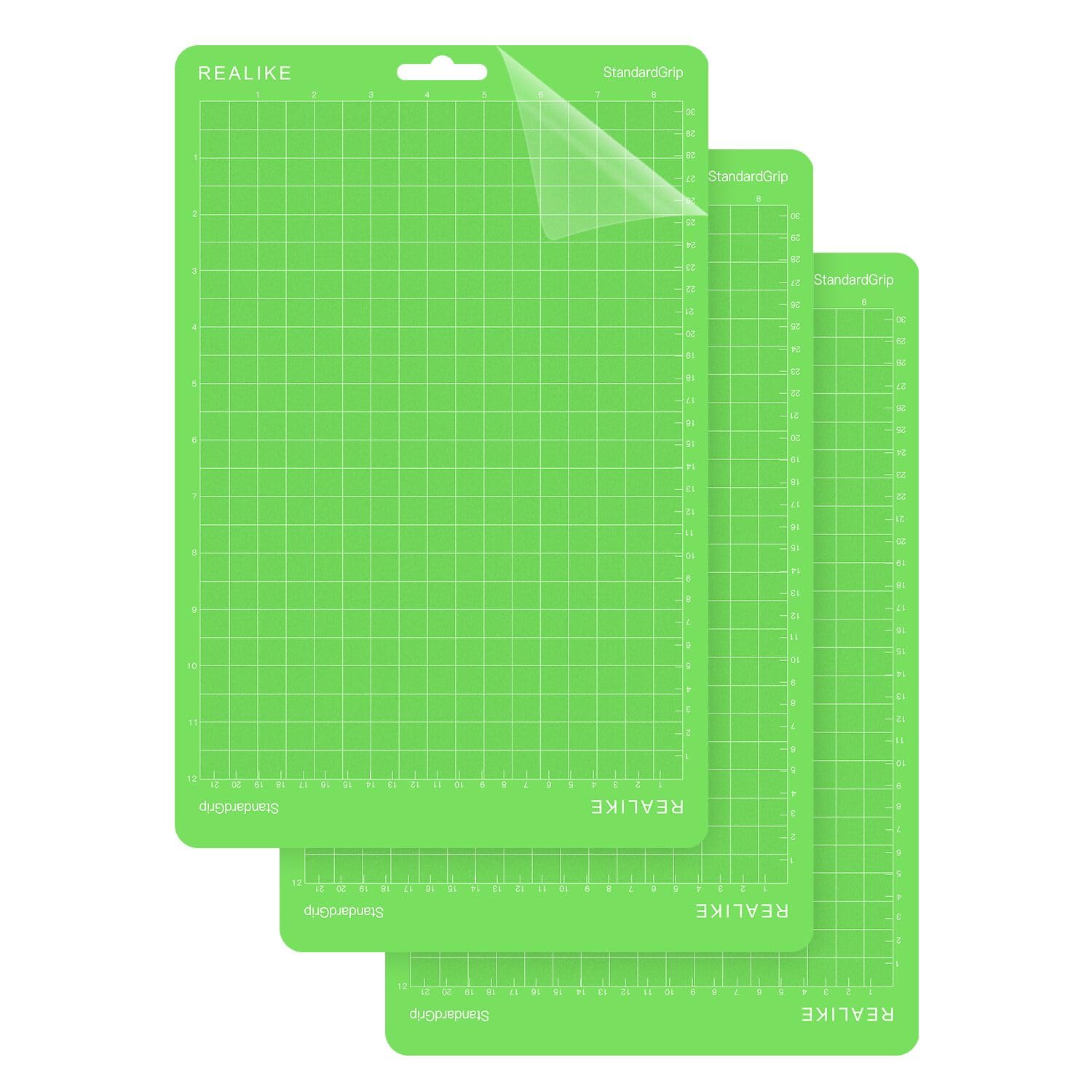 REALIKE 8.5”x12” Cutting Mat for Cricut Joy Xtra, Green standard Grip Cutting mats for Cricut Joy Xtra Accessories - WoodArtSupply