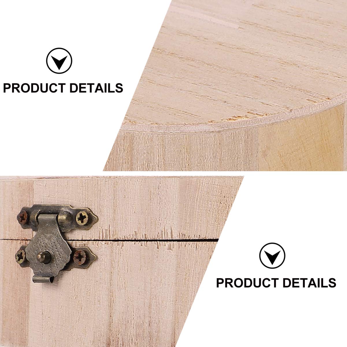 Healifty 2PCS wooden jewelry organizer Unfinished Wood Box Wedding Round Gift Box Storage Organizer Craft Box for Arts Hobbies and Home Storage Home Healifty