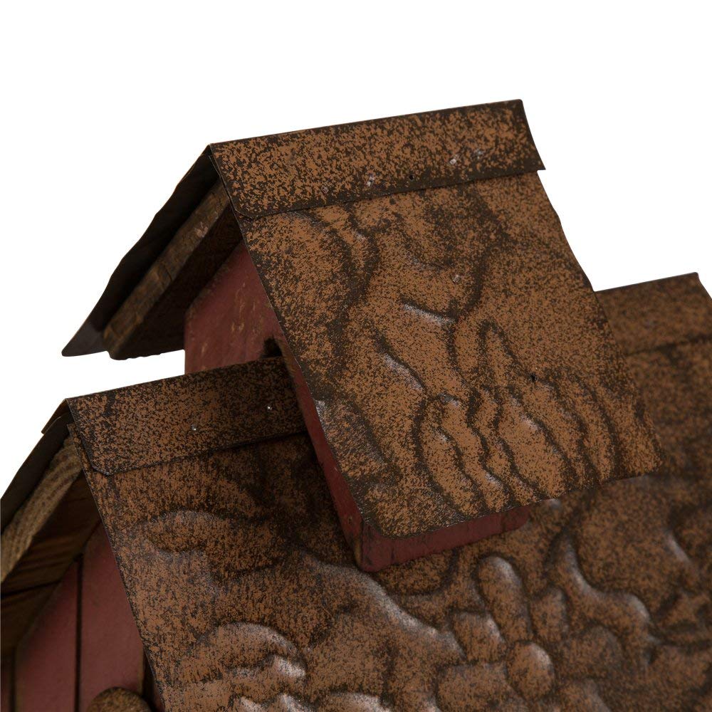 Glitzhome 20.67" L Birdhouse for Outside Rustic Wood Barn Design Extra-Large Hand Painted Bird House glitzhome