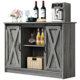 4 EVER WINNER Farmhouse Sideboard Buffet Cabinet with Storage, 42” Kitchen Cabinet with Sliding Barn Doors, Rustic Wood Coffee Bar Cabinet Table 4 EVER WINNER