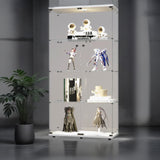 Zipzop 64.5'' Lighted Glass Display Cabinet with Lock and Remote Control - Modern Curio Showcase Zipzop