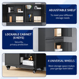 Yizosh Metal Garage Storage Cabinet with Locking Doors and Adjustable Shelves, Rolling Tool Storage Cabinet with 4 Wheels and 1 Drawer - 73" Steel Yizosh