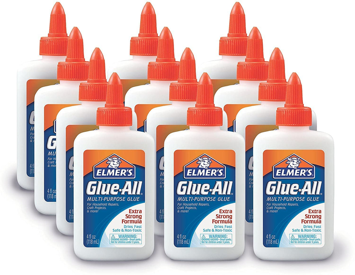 Elmer's Glue-All Multi-Purpose Liquid Glue, Extra Strong, Make Slime and Bond Materials Like Paper, Fabric, Wood, Ceramics, Leather, and More 4 Oz, WoodArtSupply