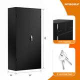 INTERGREAT Metal Storage Cabinet with Lock, 72" H Garage Storage Cabinets with Doors and Adjustable Shelves, Black Lockable Steel Supply Cabinet for INTERGREAT