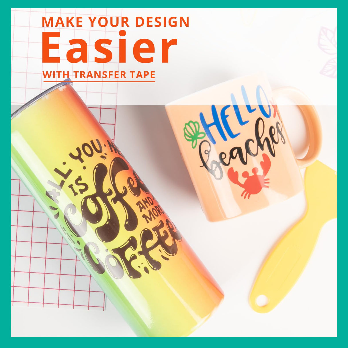 YRYM HT Transfer Tape for Vinyl -12" x 12 FT w/Red Alignment Grid Transfer Paper, Medium Tack Vinyl Transfer Tape for Adhesive Vinyl for Cricut Signs YRYM HT