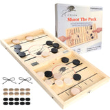 Litigon Shoot The Puck - Fast Sling Puck Game Large Size - Wooden Hockey Board Game - Desktop Battle Sling Hockey - Funny Family Home Games - Kids Litigon