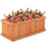 Giantex Raised Garden Bed, 31”x14”x12” Wooden Planter Box with 4 Drainage Holes & Detachable Bottom Panels, Elevated Flower Bed, Rectangular Plant Giantex