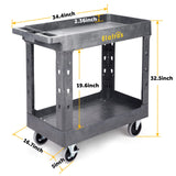 ELAFROS Heavy Duty Plastic Utility Cart 34 x 17 Inch - Work Cart Tub Storage W/Deep Shelves and Full Swivel Wheels Safely Holds up to 550 lbs - 2 ELAFROS