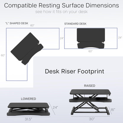 VIVO 32 inch Desk Converter, K Series, Height Adjustable Sit to Stand Riser, Dual Monitor and Laptop Workstation with Wide Keyboard Tray, Black,