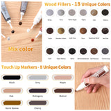Wood Floor Scratch Repair - Set of 39 - Hardwood Floor Repair Kit Wood Filler Putty, Wood Markers Furniture Repair Kit Touch Up Pens for Scratch A-HEYIDA