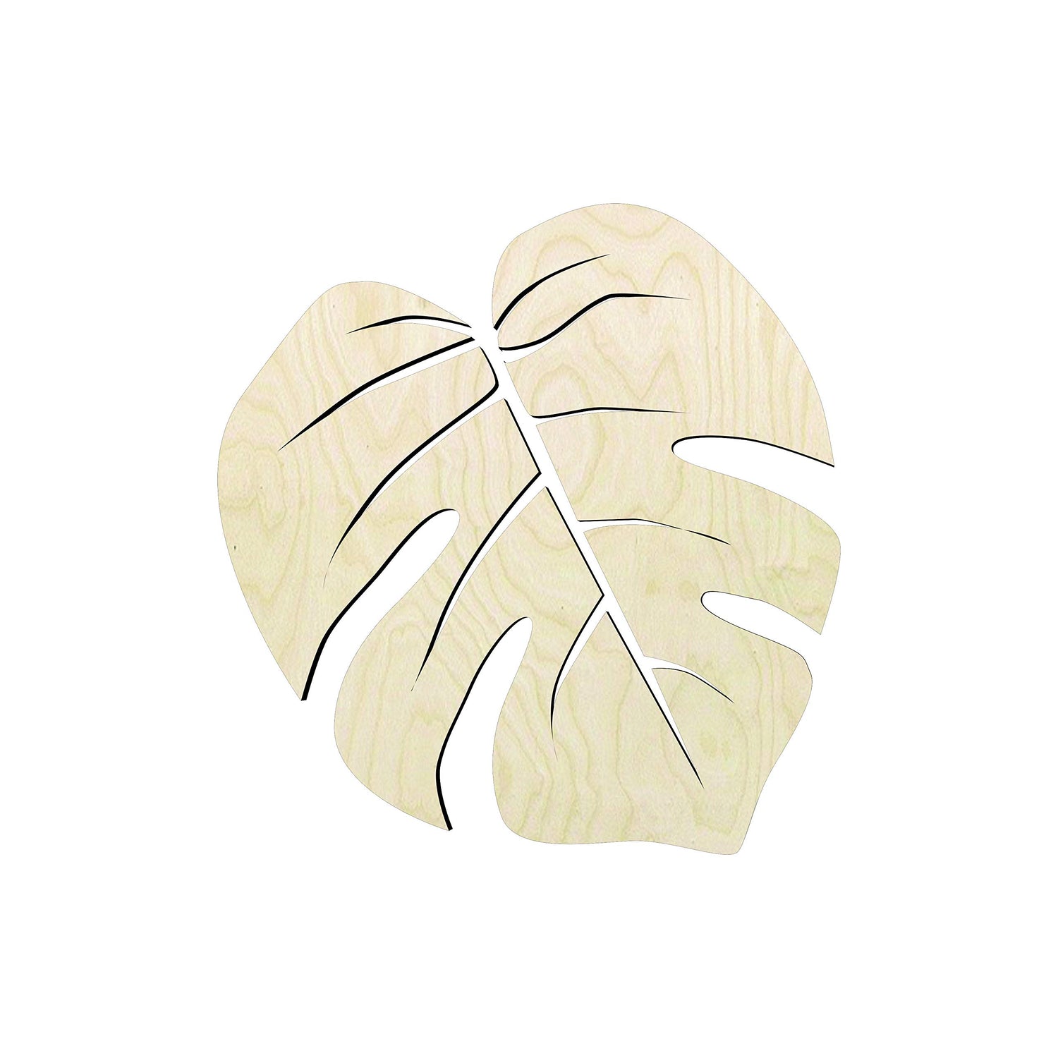 Wooden Monstera Leaf cutout, Swiss Cheese plant craft wood DIY (Multiple size options) unfinished sanded Boho House plant Leaf shape Generic