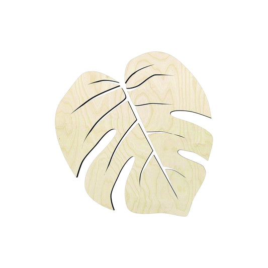 Wooden Monstera Leaf cutout, Swiss Cheese plant craft wood DIY (Multiple size options) unfinished sanded Boho House plant Leaf shape - WoodArtSupply