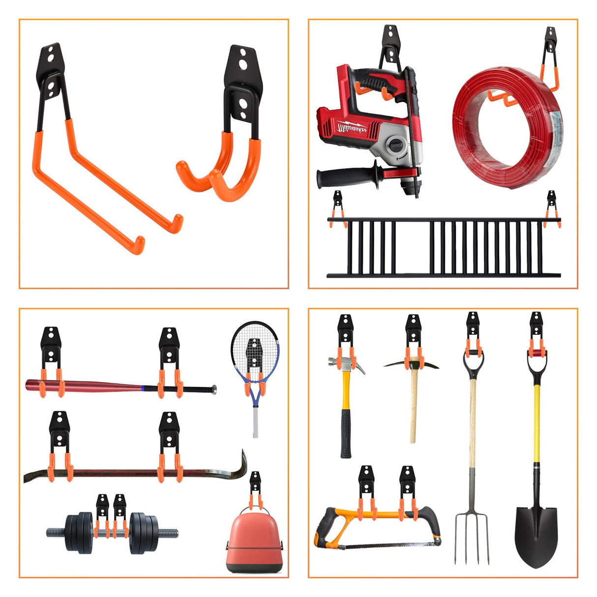 Rlipily 30 Pack Garage Hooks Steel Heavy Duty Garage Storage Hooks Utility Steel Wall Mount Garage Hanger&Organizer for Bikes,Garden Tools, Ladders, Rlipily