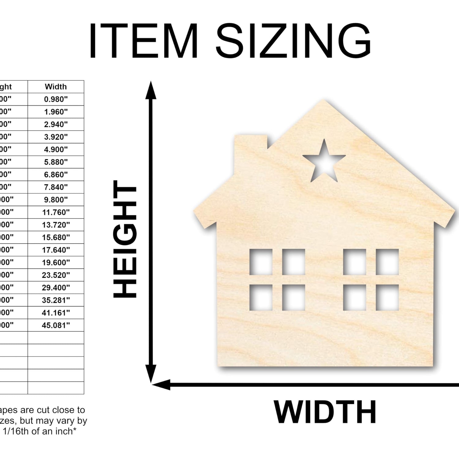 Unfinished Wood House Silhouette Shape - Craft - up to 36" 18" / 1/4" 24 Hour Crafts
