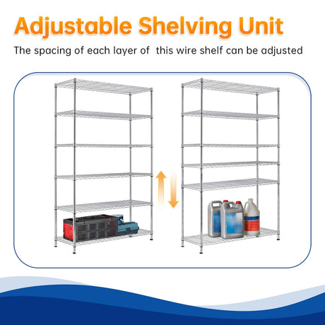 48 Lx18 Wx72 H Wire Shelving Unit Heavy Duty Height Adjustable NSF Certification Utility Rolling Steel Commercial Grade with Wheels for Kitchen BestOffice