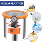 BACOENG 3 Gallon Tempered Glass Lid Stainless Steel Vacuum Chamber Perfect for Stabilizing Wood, Degassing Silicones, Epoxies and Essential Oils BACOENG