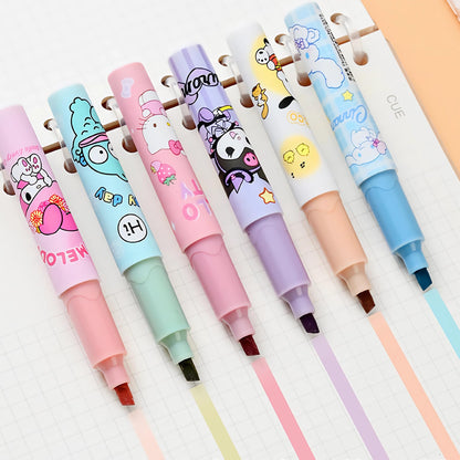 FourFine 6pcs Cute Highlighter Markers Pastel Colors Quick Dry Write Smoothly Cartoon Drawing Pens For Writing Graffiti School Office Supplies - WoodArtSupply