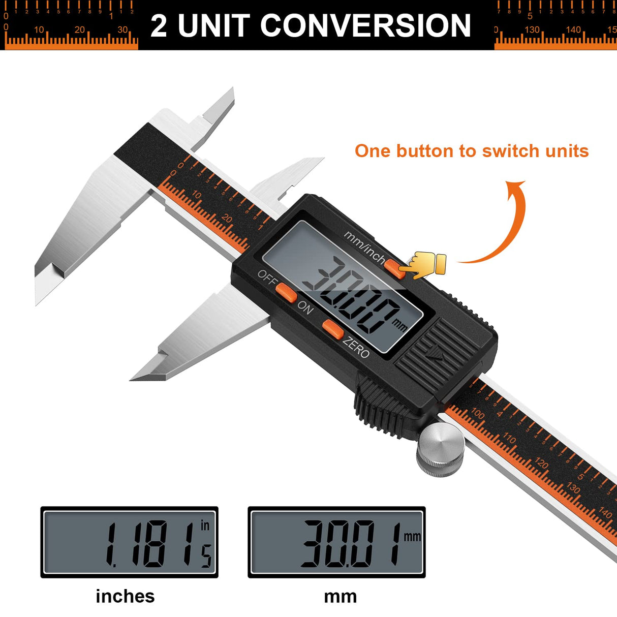 HARDELL Digital Caliper, 6 Inch Stainless Steel Caliper Measuring Tool with Large LCD Screen, Electronic Micrometer Caliper Digital Inch/Millimeter HARDELL