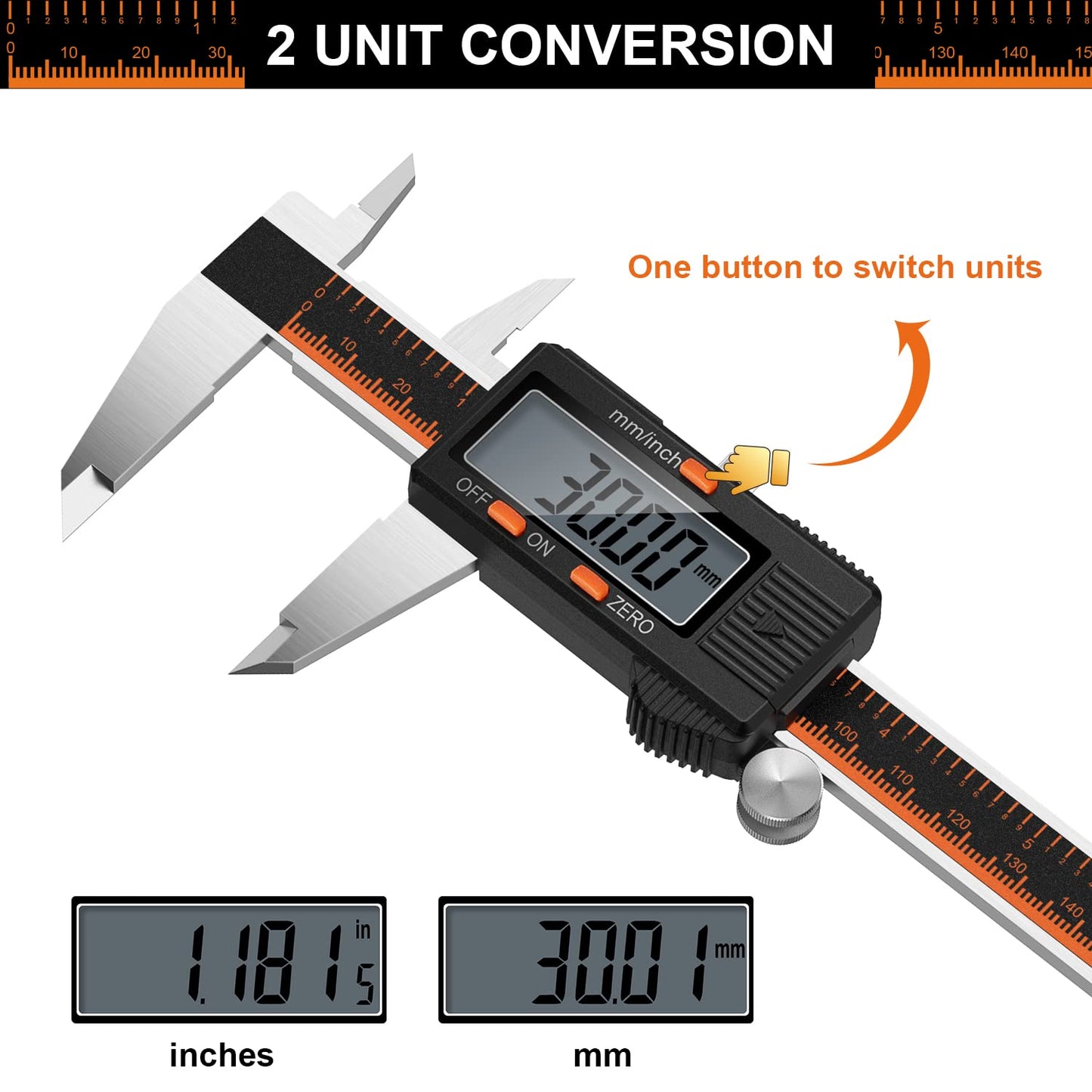 HARDELL Digital Caliper, 6 Inch Stainless Steel Caliper Measuring Tool with Large LCD Screen, Electronic Micrometer Caliper Digital Inch/Millimeter - WoodArtSupply