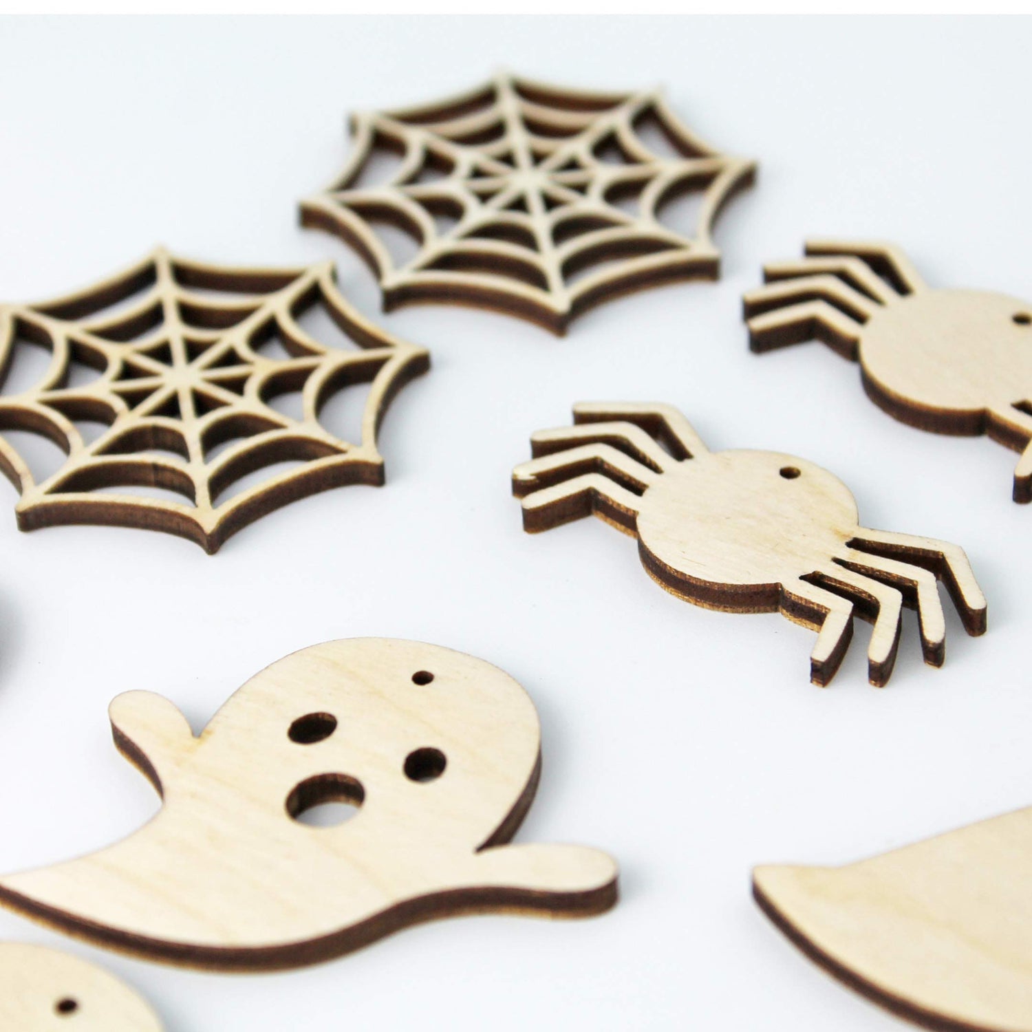 20 Halloween Unfinished Wood Laser Cut Earring Earrings Jewelry Crafts Blanks Owl,Ghost,Moon,Cat,Spider,Spiderweb,Pumpkin,Bat,Witch Hat,Tombstone Texan Wood Crafts