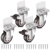 Nefish Side Mount Casters 2 Inch L-Shaped Small Rubber Caster Set of 4, Ball Bearing 360 Degree Plate Swivel Castors Wheel 600 LBS, Casters Wheels Nefish