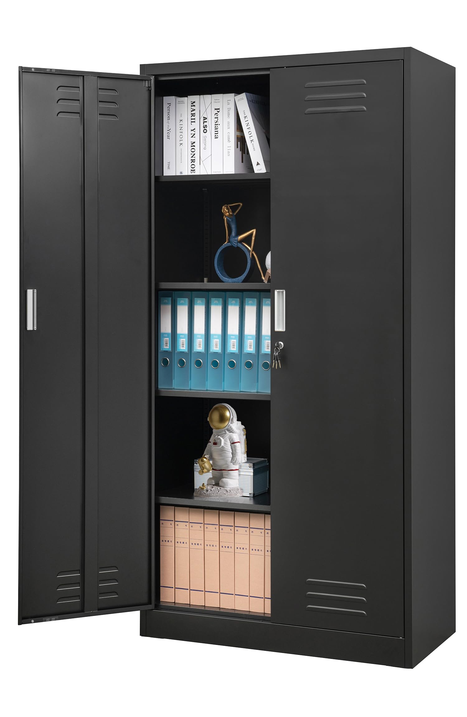 CMY Metal Storage Cabinet, 72" H x 36" W x 18" D Locking Cabinets with Doors and Adjustable Shelves for Garage, Office, Home, Warehouse-Black - WoodArtSupply