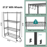 WDT 4-Tier Storage Shelves, Heavy Duty Metal Shelves Wire Rack Shelving Unit, Adjustable Shelf with Wheels for Home Office Garage Kitchen Shelf,36" D WDT