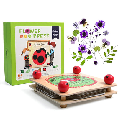 Happytime Kids' Flower & Leaf Press Nature Crafts Wooden Art Kit Outdoor Play Learning Toy Creativity Pressed Flower Art Kit DIY Recycle Floral Press