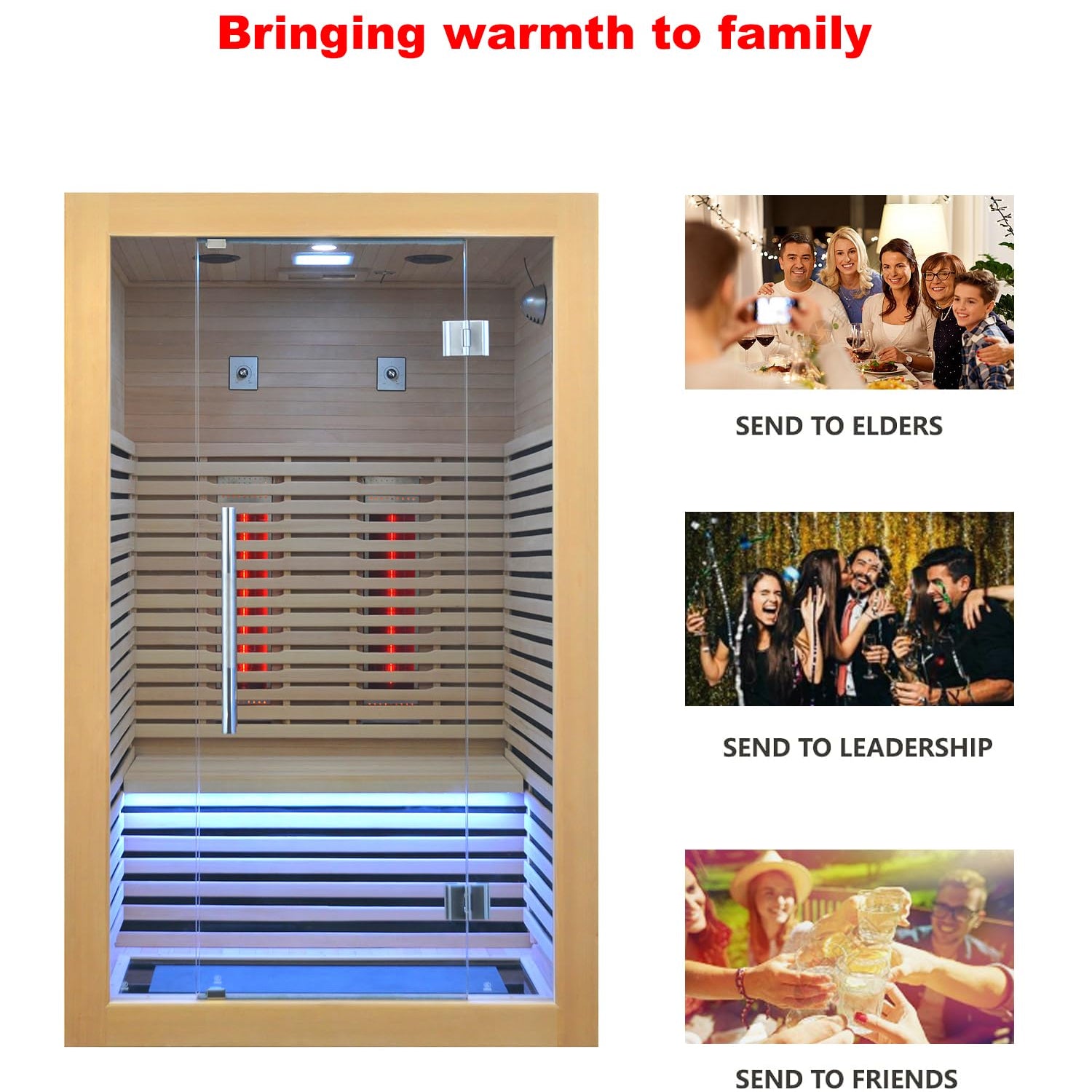 Infrared Sauna Room Wooden Canadian Hemlock Low EMF 2-3 Person 2080W Full Spectrum Sauna Room, Personal Home Spa Carbon Heater Sauna, WoodArtSupply