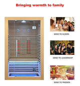 Infrared Sauna Room Wooden Canadian Hemlock Low EMF 2-3 Person 2080W Full Spectrum Sauna Room, Personal Home Spa Carbon Heater Sauna, WoodArtSupply
