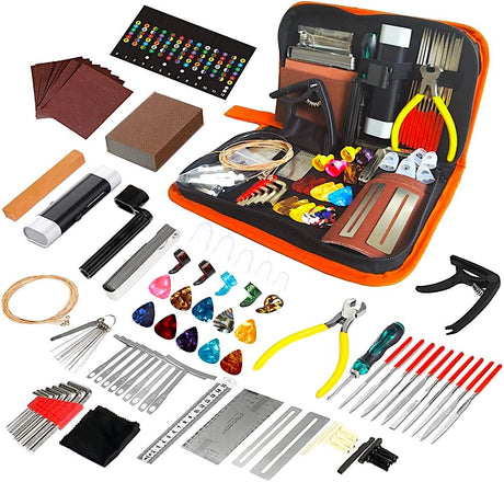 99PCS Guitar Tool Kit Multifunctional with Capo Strings Picks Bridge Pins Accessories for Bass Banjo Stringed Instruments Electric Guitar Repair Eyes.sys