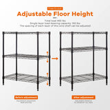 3-Tier Storage Shelves Adjustable,Wire Shelving Heavy Duty Storage Rack(150 Lbs Loading Capacity/Shelf) Metal Shelf Organizer Wire Rack Shelf for MGHH