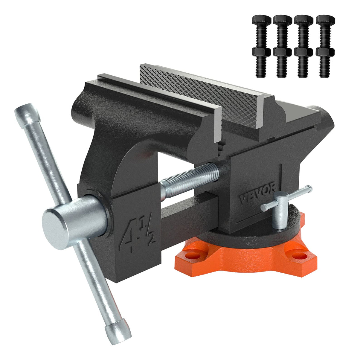VEVOR Bench Vise, 4.5-inch Jaw Width 3.3-inch Jaw Opening, 240-Degree Swivel Locking Base Multipurpose Vise w/Anvil, Heavy Duty Cast Iron Workbench VEVOR