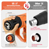 FOSHIO Heat Gun 2000W Hot Air Gun Kit with Large Digital LCD Display Variable Temperature Control 122℉~1202℉（50℃- 650℃）with 4 Nozzles, Overload FOSHIO