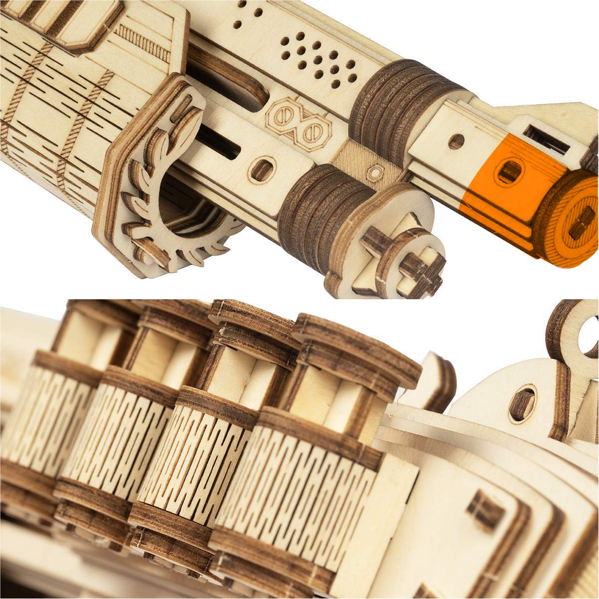 ROKR 3D Wooden Puzzles Combat Game Gun Toys Mechanical Model with Villains Targets & Rubber Bands for Teens/Adults ROKR