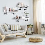 Aunulahca 3/4" Industrial Pipe Shelf Brackets (6 Pack Black) for 10 12 Inches Board, Black Iron Floating Shelf Brackets Heavy Duty Industrial DIY L Aunulahca