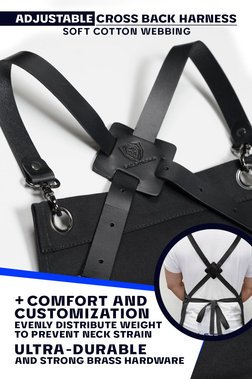 Dalstrong Professional Chef's Kitchen Apron - Sous Team 6" - Heavy Duty Waxed Canvas - 5 Storage Pockets + Towel & Tong Loop - Liquid Repellent Dalstrong