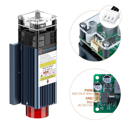 SCULPFUN S9 Laser Module, 5.5W-6W Fixed Focus Laser Module Head Set for Laser Engraver and Cutter with 0.06mm Ultra-Fine Compressed Spot, Eye - WoodArtSupply