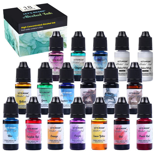 Alcohol Ink Set Epoxy Resin Dye- LET'S RESIN Vibrant Colors Alcohol Ink for Epoxy Resin, Concentrated Alcohol Based Resin Ink for Tumblers,Epoxy - WoodArtSupply