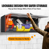 MetalMax Metal Wall Cabinet for Garage Floating Garage Storage Cabinet Wall Mount Shop Cabinet Upper Storage Trailer Cabinet Gearbox Flip Up Tool MetalMax