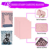 WAYCOM 18 Pcs Rubber Stamp Making Kit,Rubber Carving Block Linoleum Cutter Set Rubber Stamp Carving Block Craft Ink Pad Hobby Knife Pencil for DIY WAYCOM