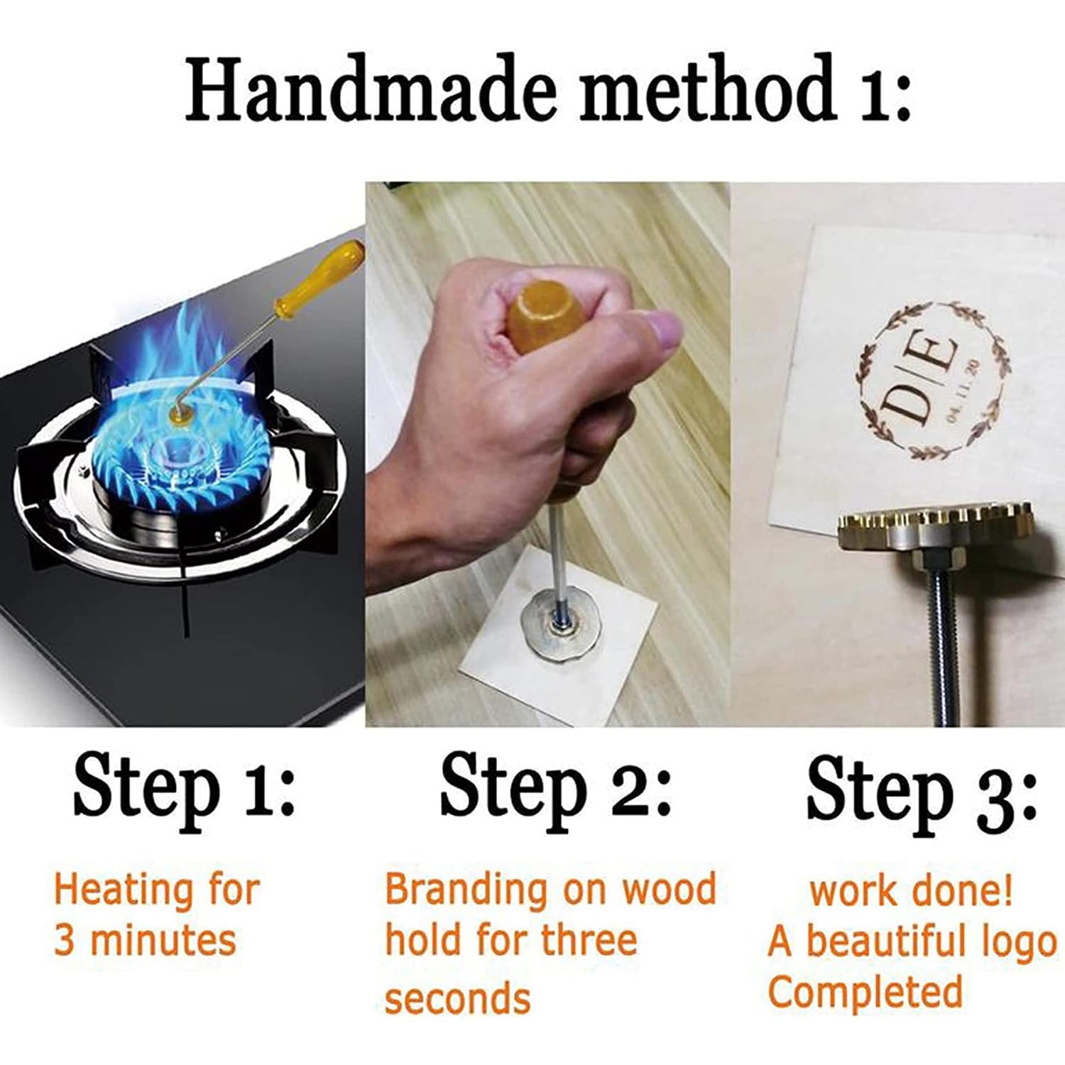 Personalised Branding Iron Stamp for Wood and Leather Crafts - Custom Logo 1"x1" Arokimi