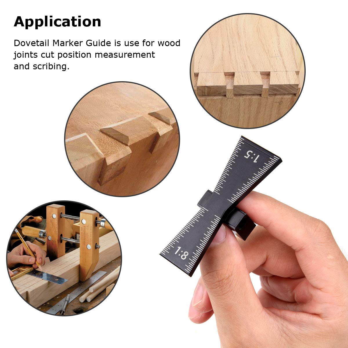STARVAST 2Pcs Dovetail Marker Guide Dovetail Making Jig Aluminum Alloy Dovetail Gauge Guide Featuring 1:5 1:6 1:7 1:8 Slopes for Woodworking DIY STARVAST