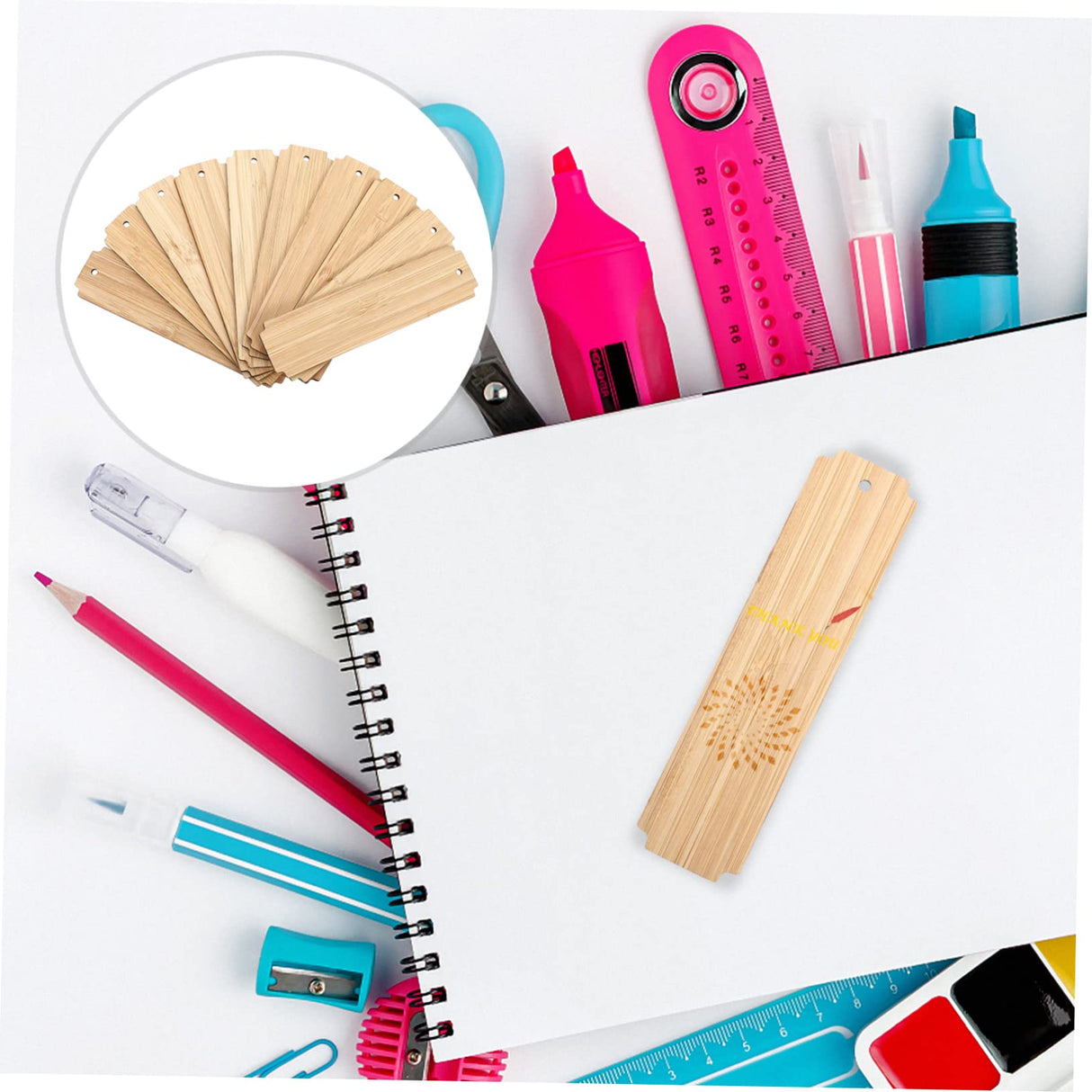 VILLCASE 20 pcs Wooden Blank Bookmark Blank Bookmarks to Decorate Decorative Bookmark Unfinished Wooden Bookmarks DIY Book Page Marker Blank Wooden VILLCASE