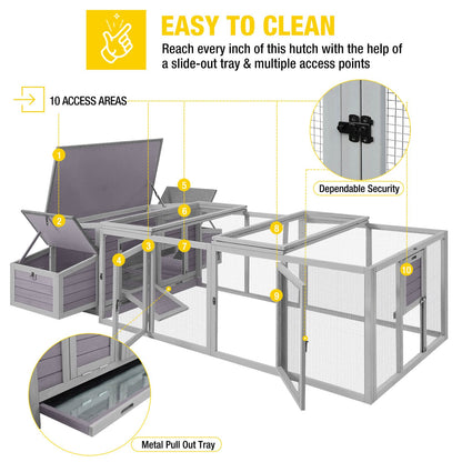 Aivituvin Chicken Coop for 4-6 Chickens/Ducks, Outdoor Wooden Chicken House Large Hen House Poultry Cage with Two Nesting Boxes 103in - WoodArtSupply